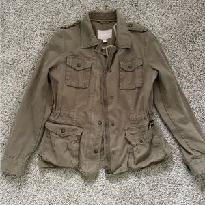 Banana Republic Women's Military Jacket  Army Green Snap Pockets Full Zip Small